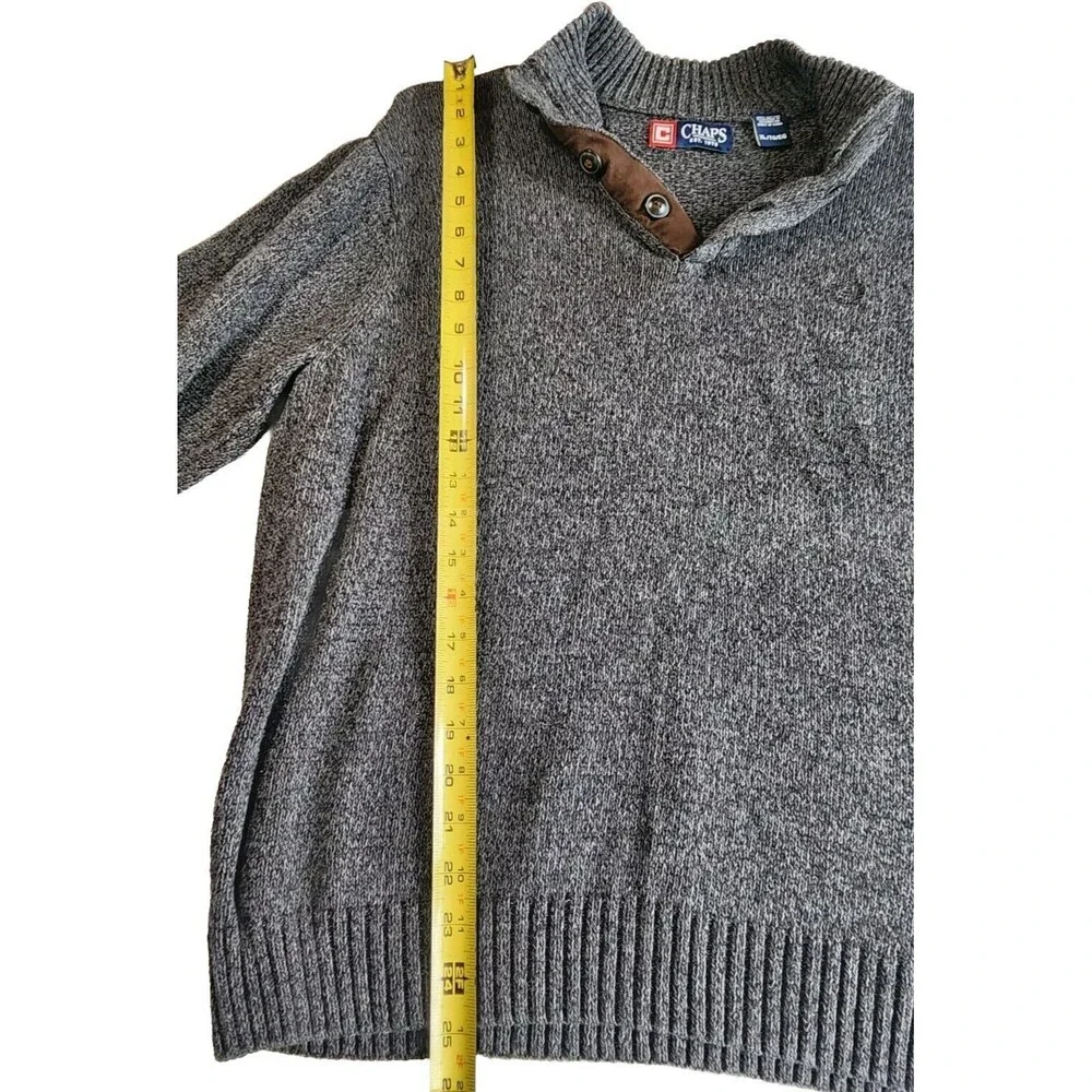 Mens Chaps Long Sleeve Quarter Button Sweater Sz XL 100% Cotton